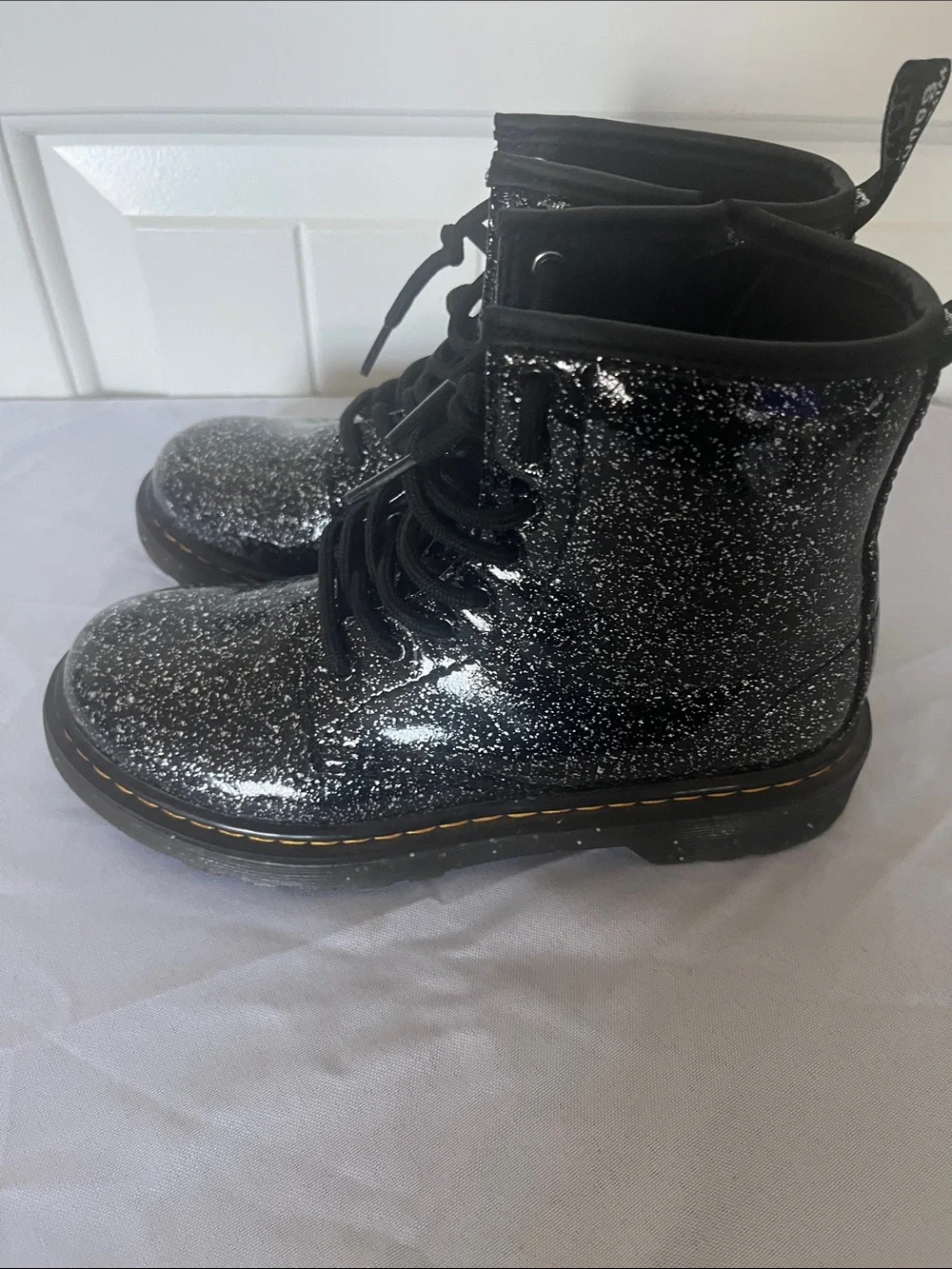 Dr. Martens Black Sparkle Lace-Up Boots
